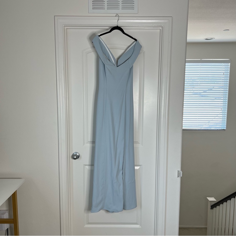 Dessy Collection 3012 mist blue bridesmaid dress